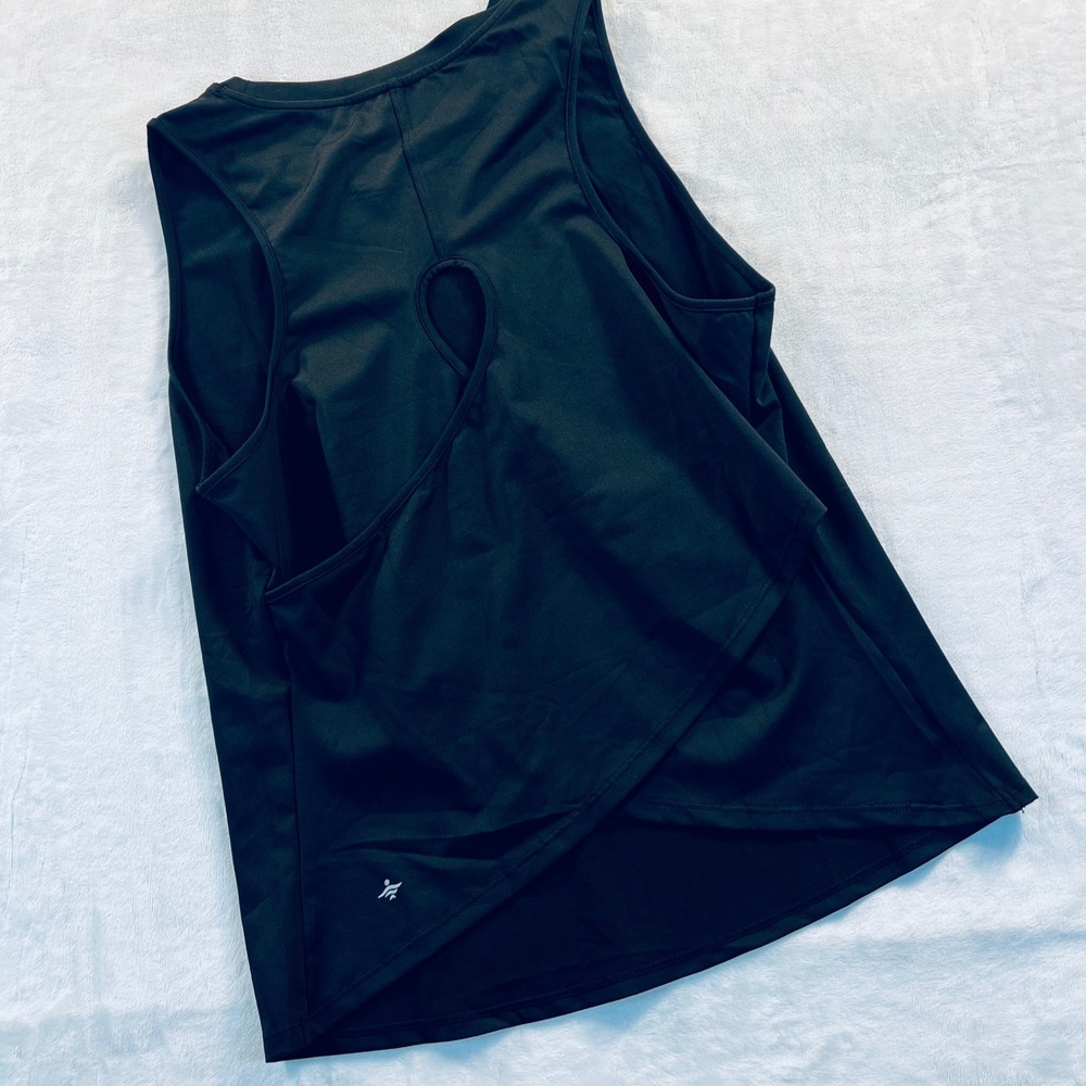 Halara Women Black Activewear Tank Top Crossover Keyhole Open Back Small